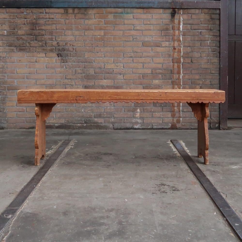 Brocante houten bankje - Afbeelding 2
