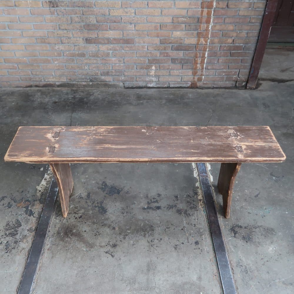 Brocante houten bankje - Afbeelding 3
