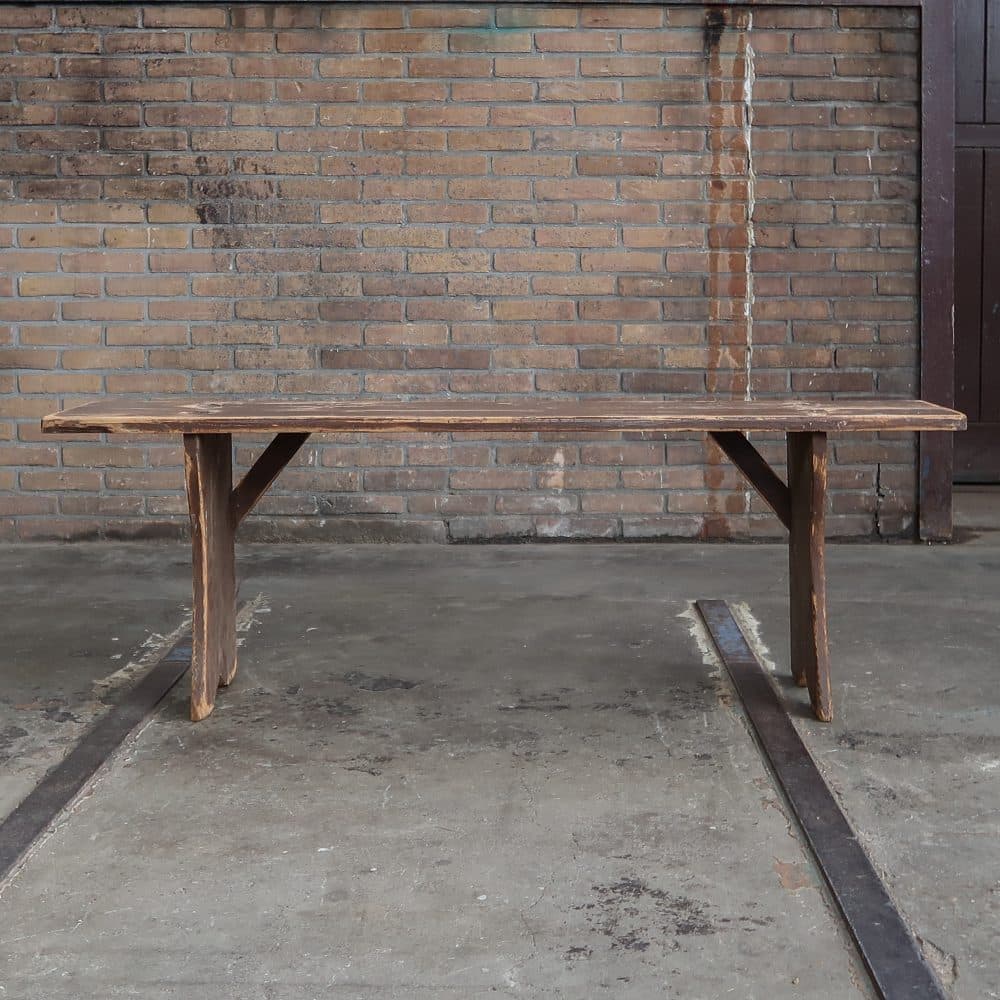 Brocante houten bankje - Afbeelding 2