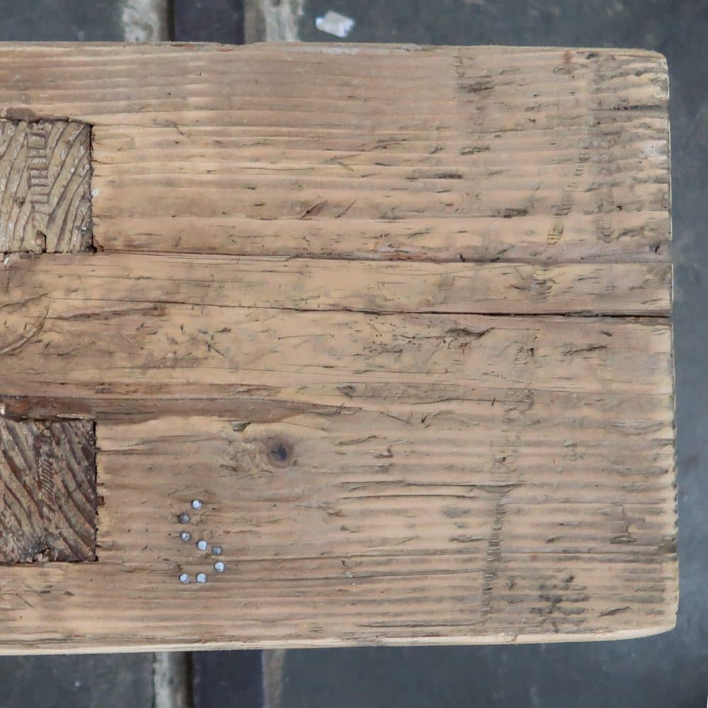 Houten brocante bank - Afbeelding 2