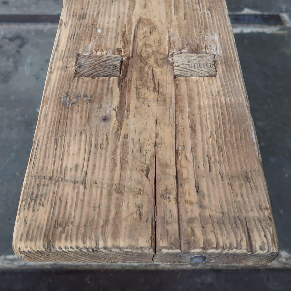 Houten brocante bank - Afbeelding 7