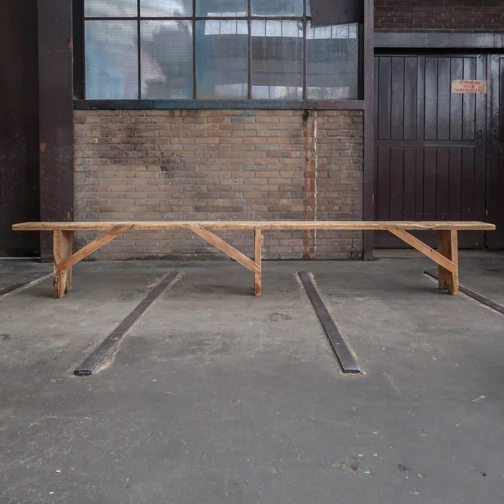 Houten brocante bank - Afbeelding 9