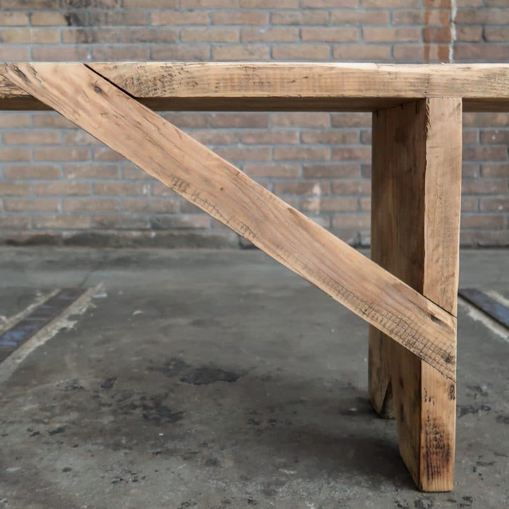 Houten brocante bank - Afbeelding 10