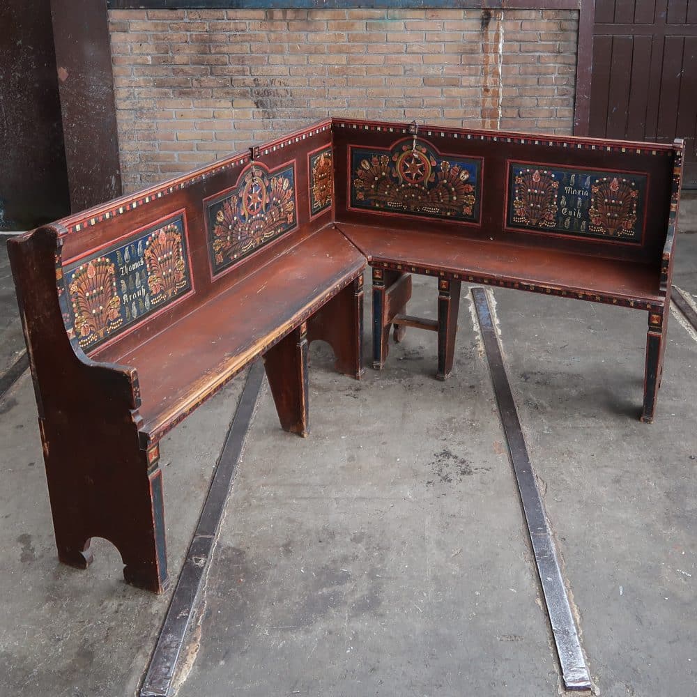 Houten brocante hoekbank - Afbeelding 2