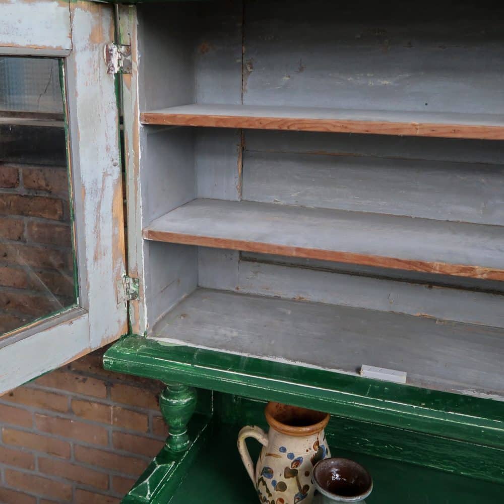 Brocante groene buffetkast - Afbeelding 4