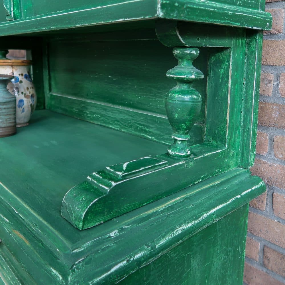 Brocante groene buffetkast - Afbeelding 8