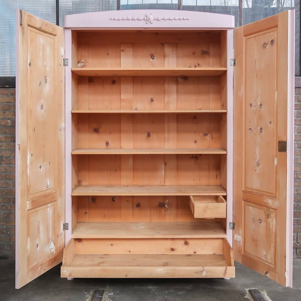 Brocante roze linnenkast - Afbeelding 3