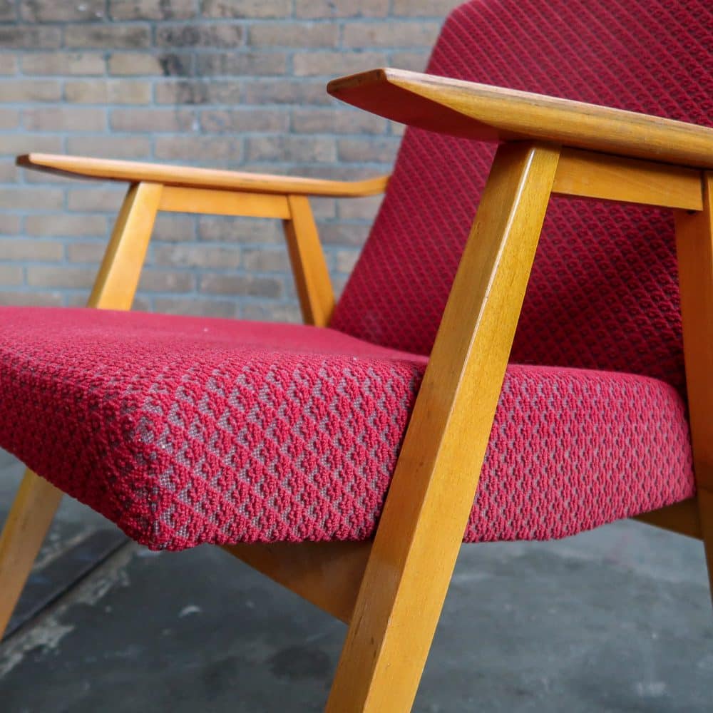 Rode vintage fauteuil - Afbeelding 8