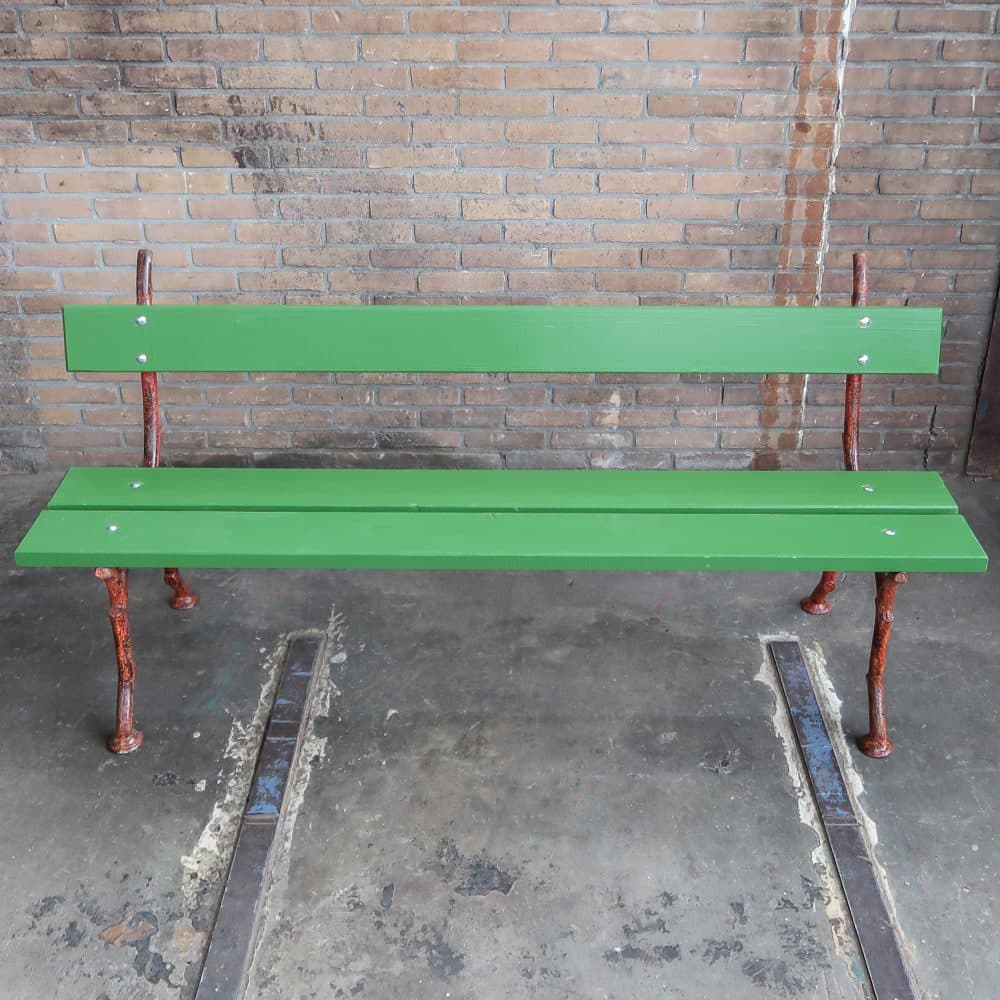 Brocante groene parkbank - Afbeelding 3