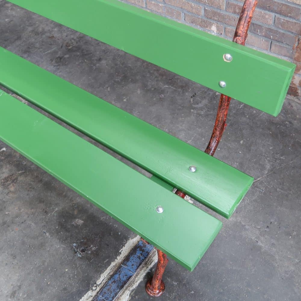Brocante groene parkbank - Afbeelding 4