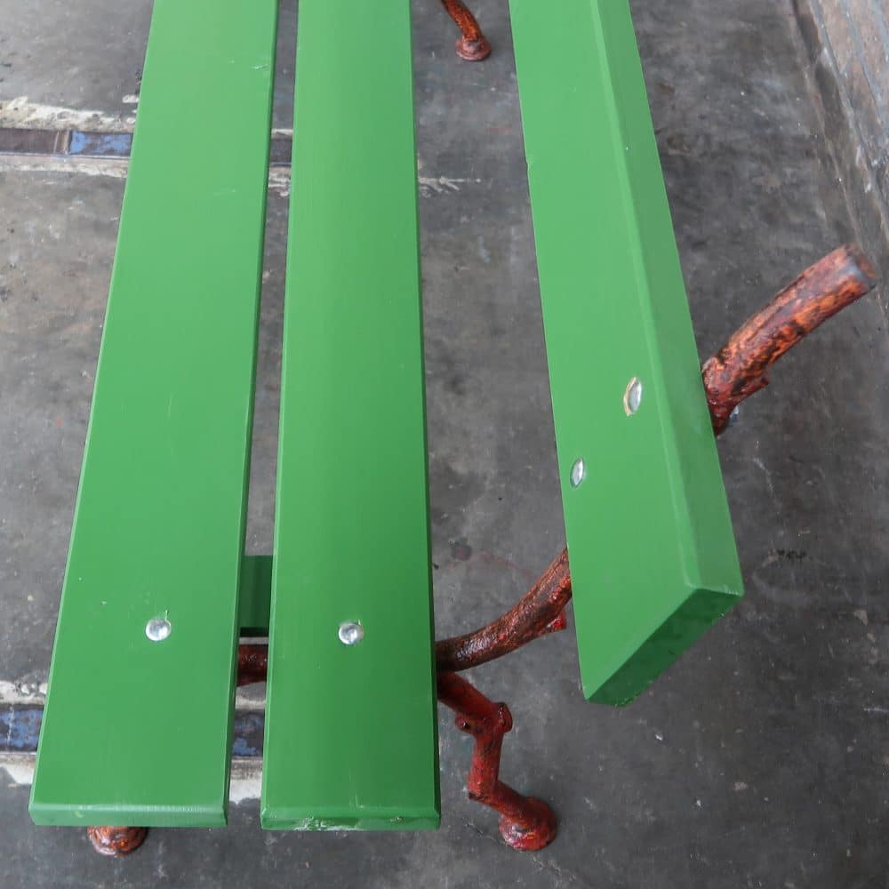 Brocante groene parkbank - Afbeelding 5