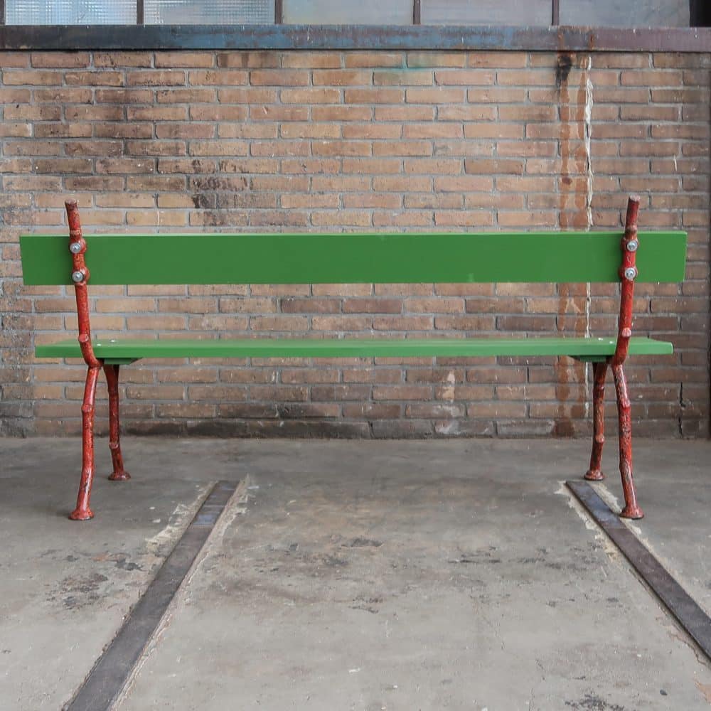 Brocante groene parkbank - Afbeelding 6