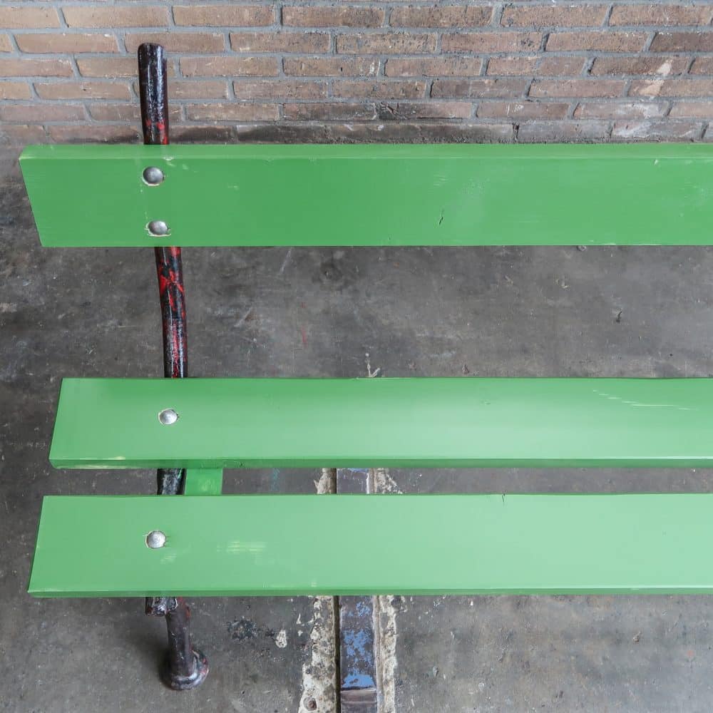 Brocante groene parkbank - Afbeelding 4
