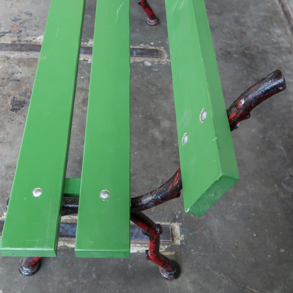 Brocante groene parkbank - Afbeelding 9