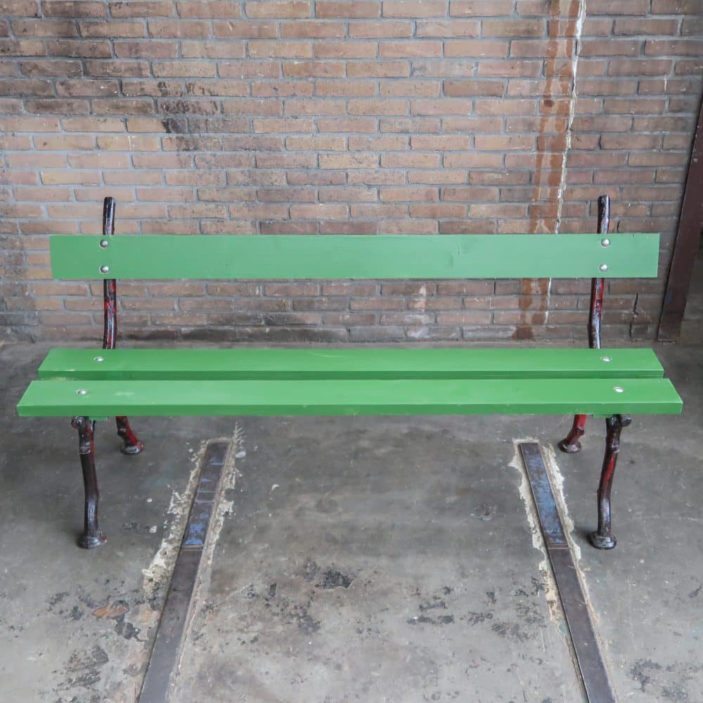 Brocante groene parkbank - Afbeelding 3