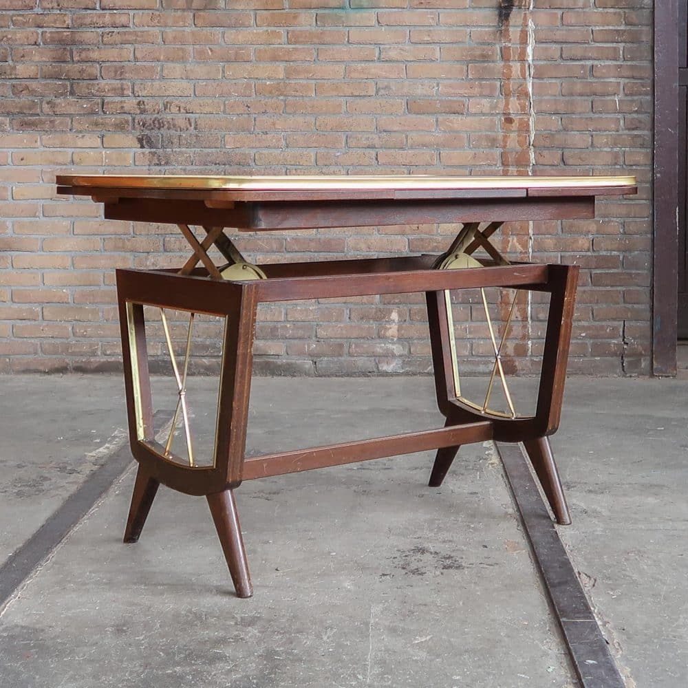 Vintage formica tafel - uitschuif & verstelbaar - Afbeelding 2