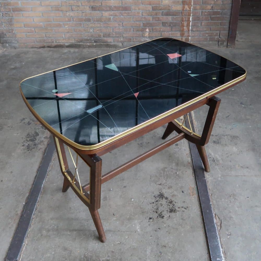 Vintage formica tafel - uitschuif & verstelbaar - Afbeelding 3