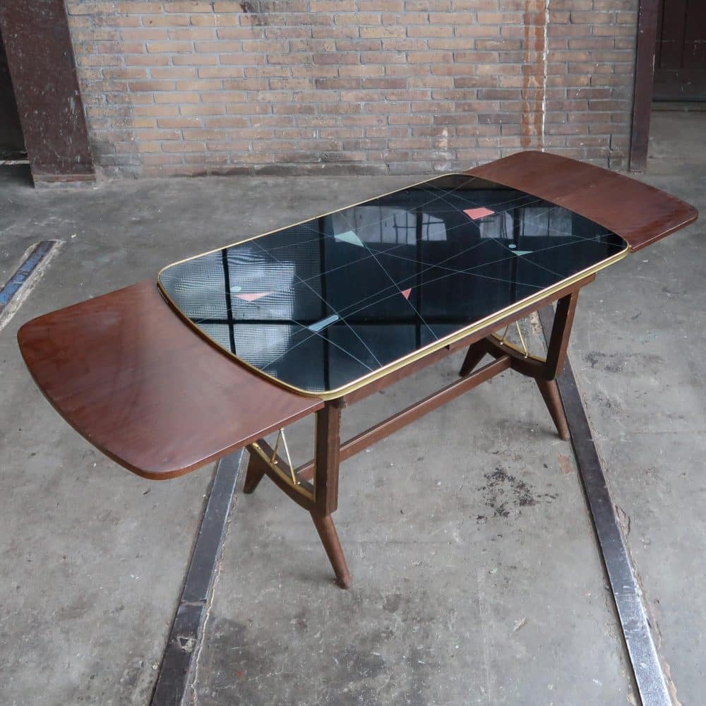 Vintage formica tafel - uitschuif & verstelbaar - Afbeelding 4