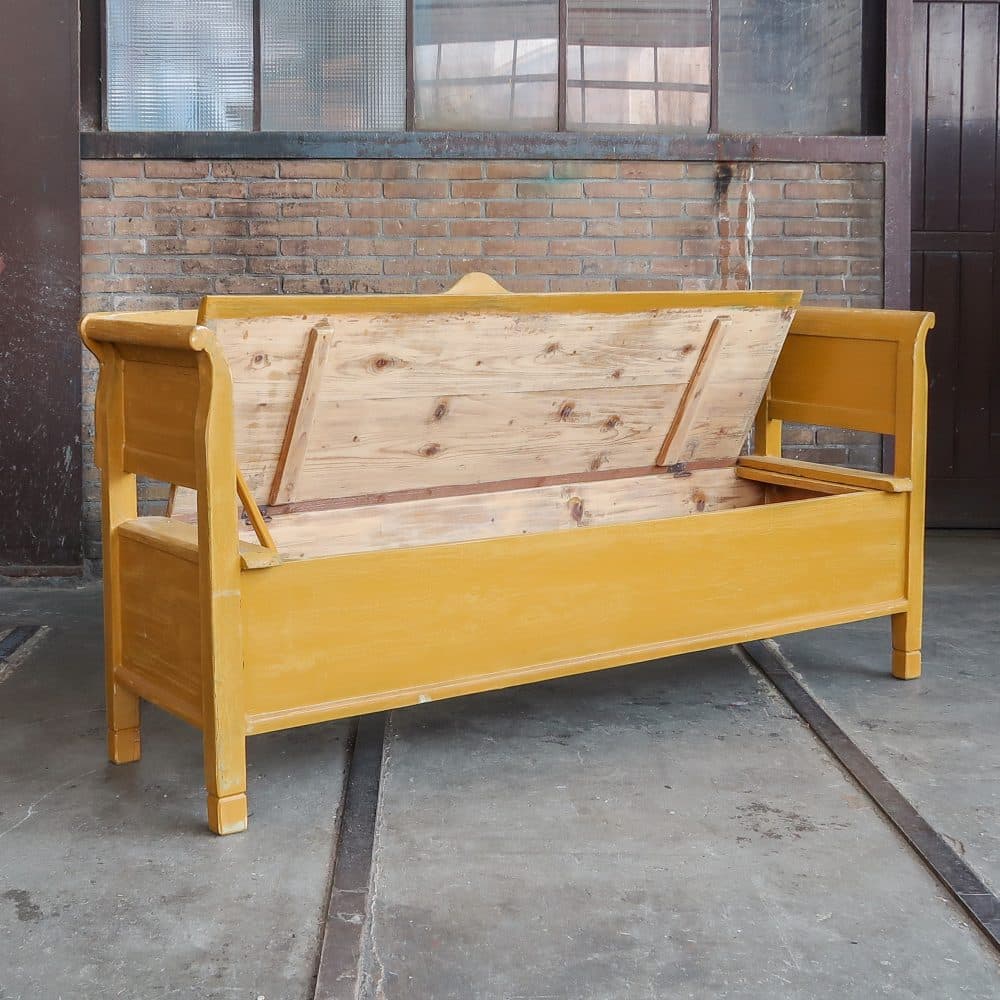 Gele brocante klepbank - Afbeelding 2
