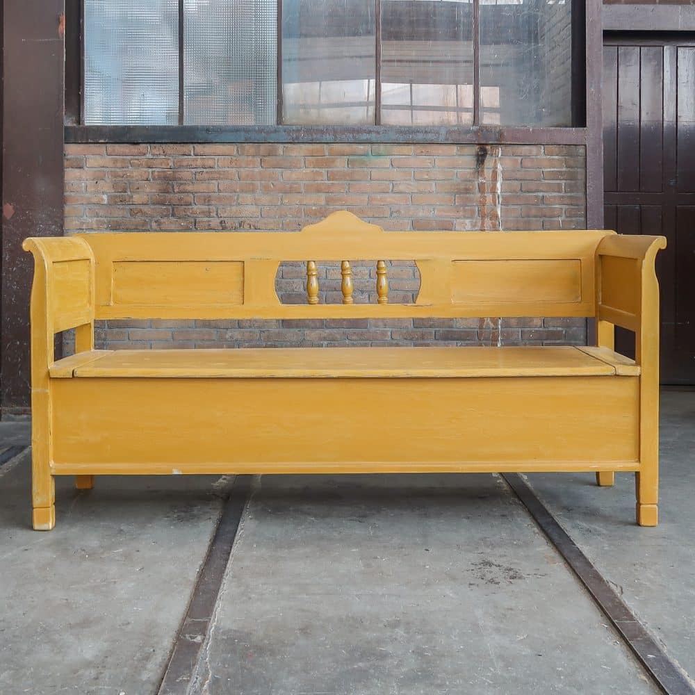Gele brocante klepbank - Afbeelding 4