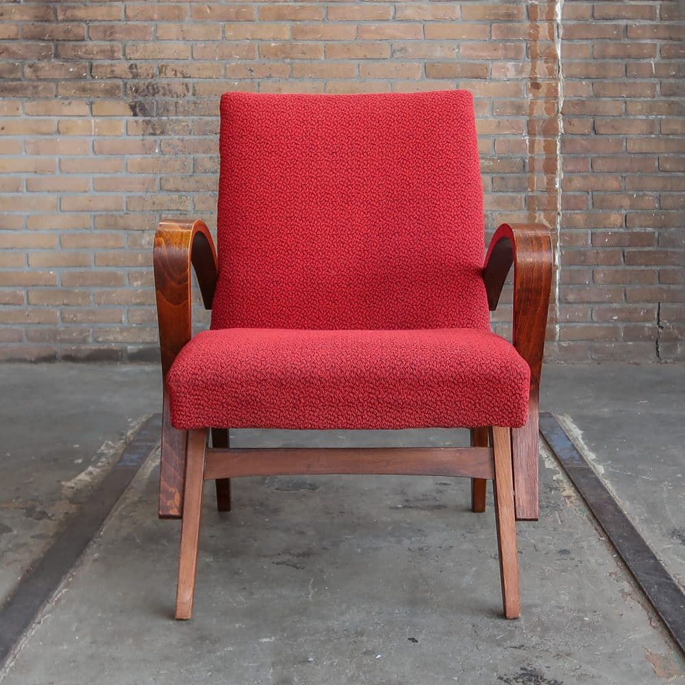 Rode vintage fauteuil - Afbeelding 2