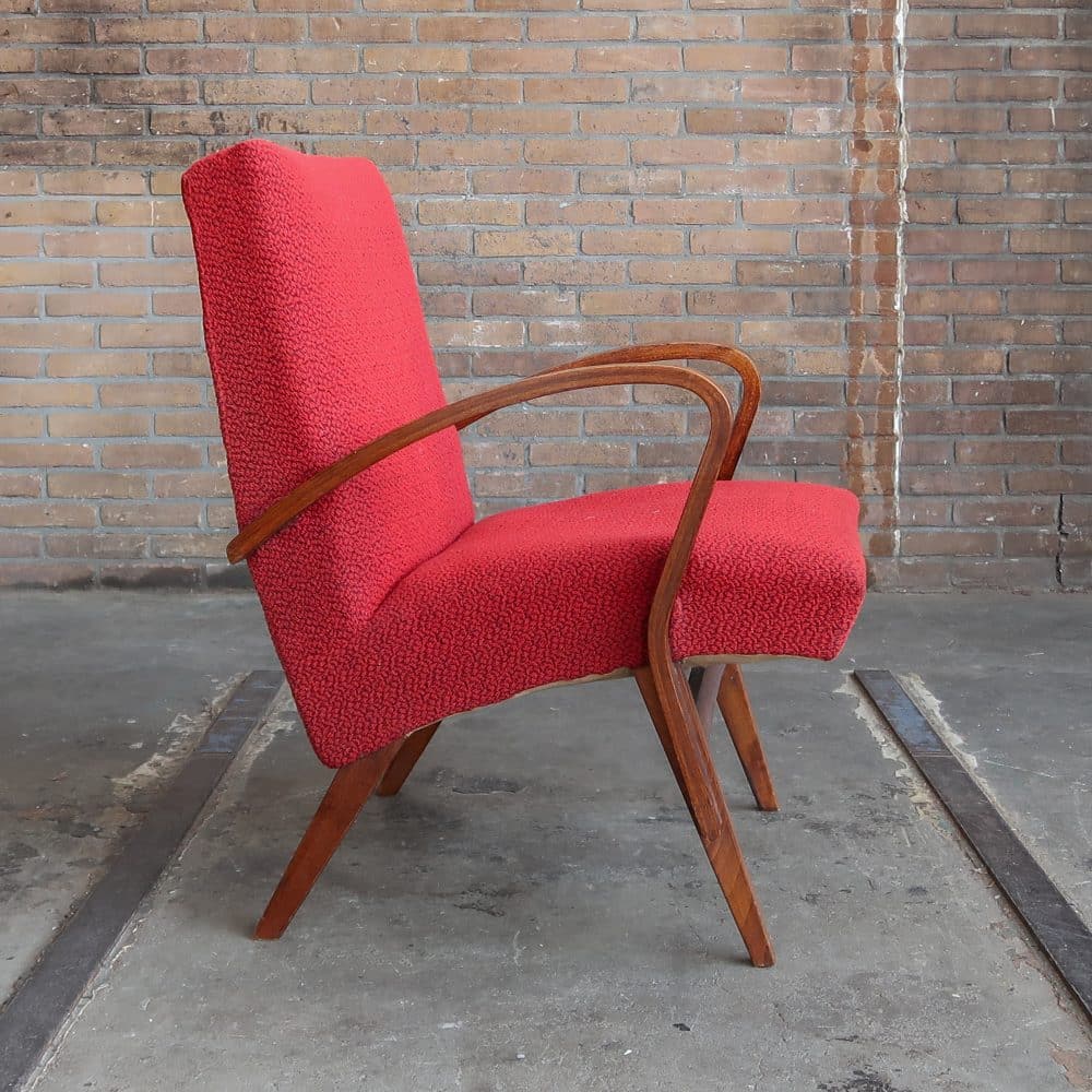 Rode vintage fauteuil - Afbeelding 3