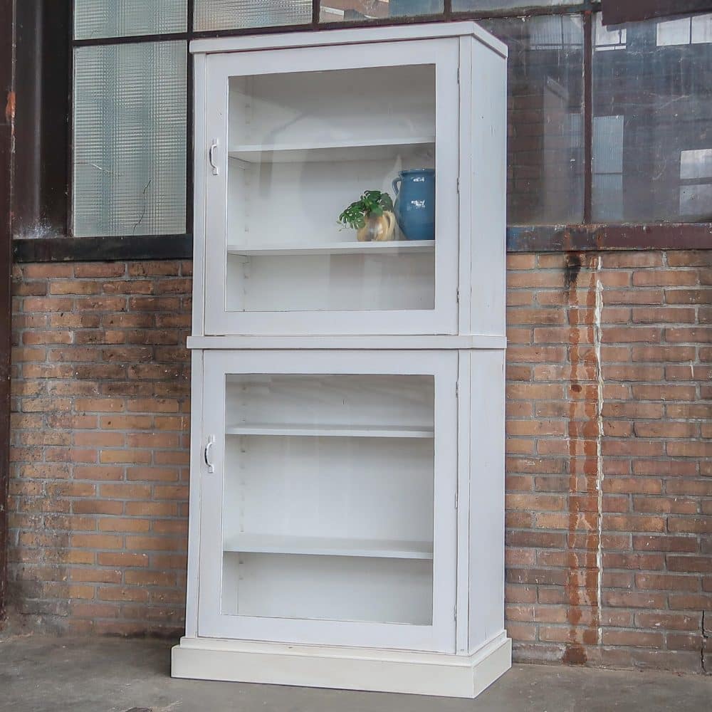 Vintage witte vitrinekast - Afbeelding 2