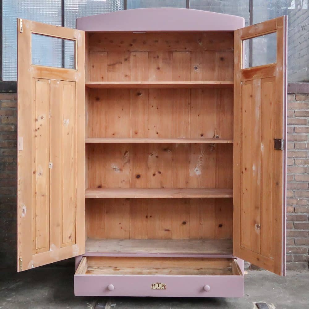Brocante oud roze linnenkast - Afbeelding 3