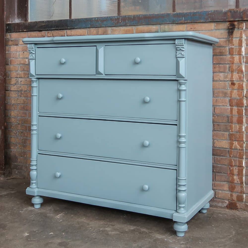 Blauwe brocante ladekast - Afbeelding 2
