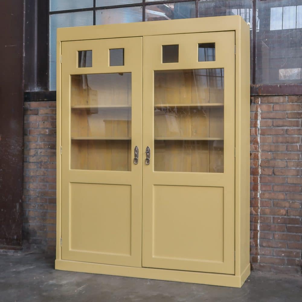 Brocante gele vitrinekast - Afbeelding 2