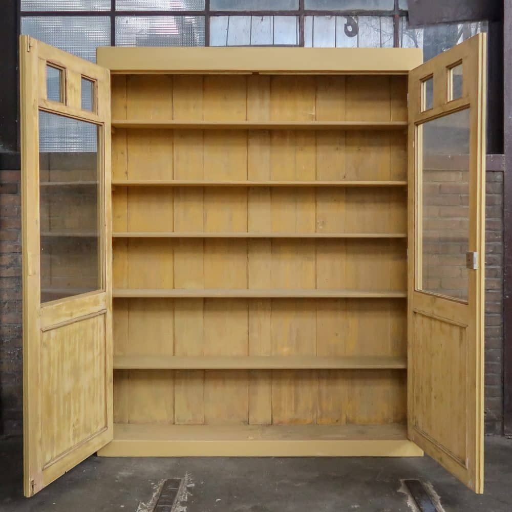 Brocante gele vitrinekast - Afbeelding 3