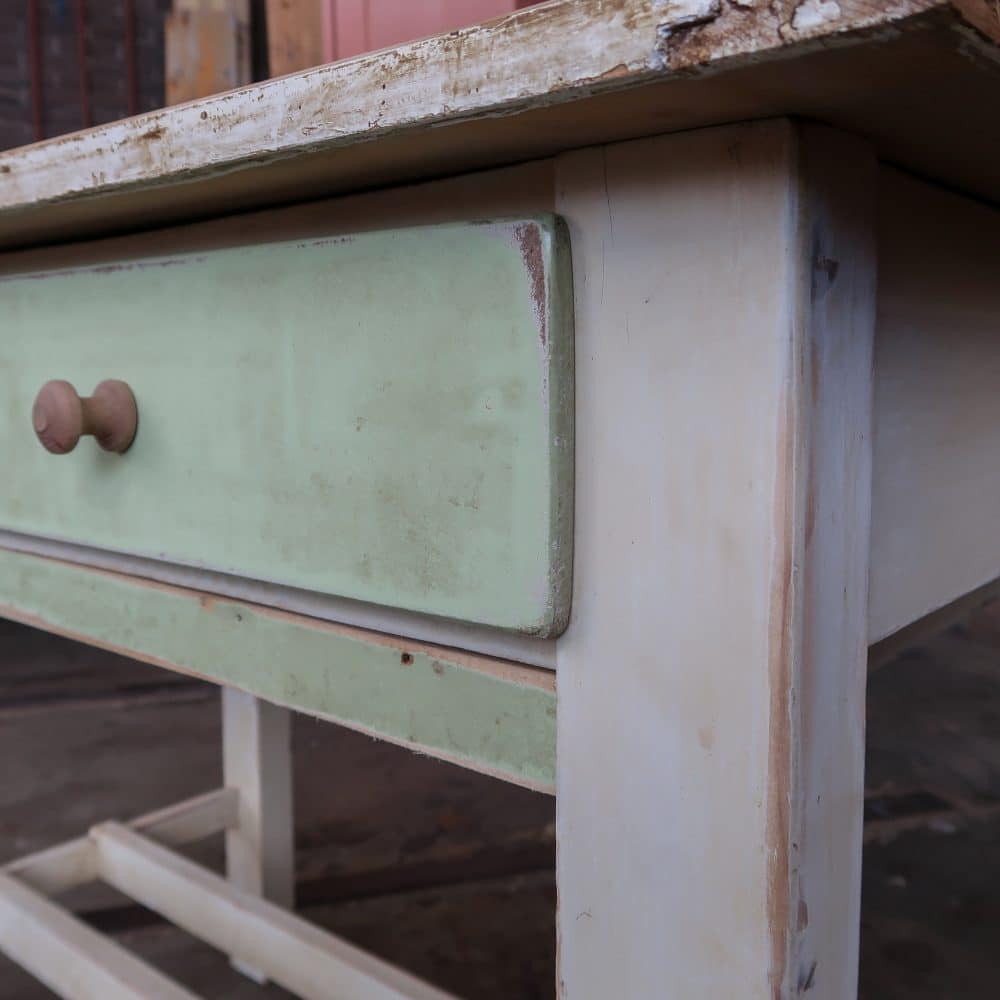 Brocante tafeltje met uitschuifbare plank - Afbeelding 3
