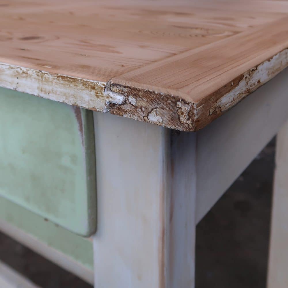 Brocante tafeltje met uitschuifbare plank - Afbeelding 4