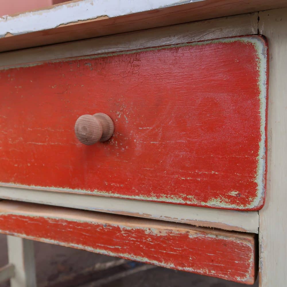 Brocante tafeltje met uitschuifbare plank - Afbeelding 4