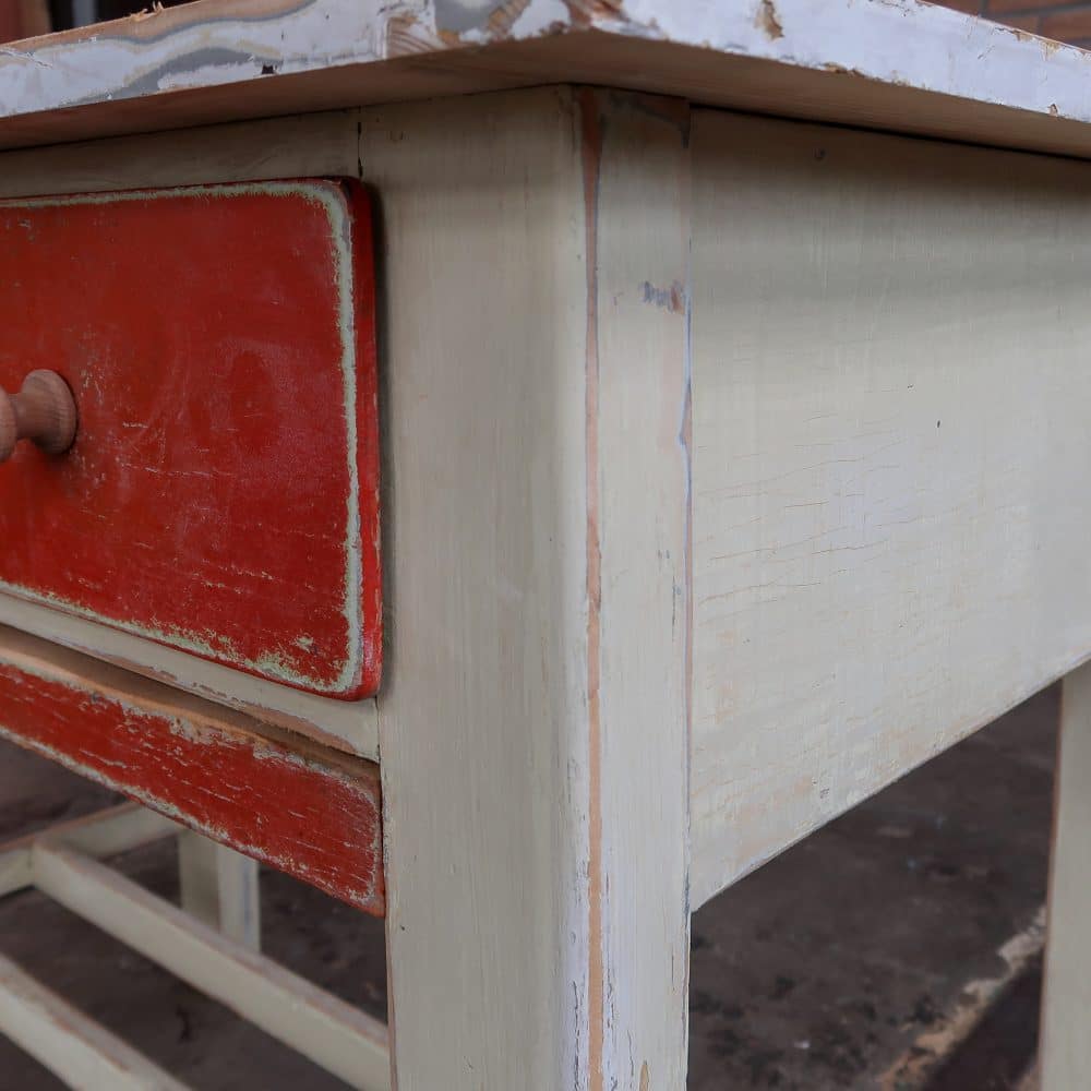 Brocante tafeltje met uitschuifbare plank - Afbeelding 5