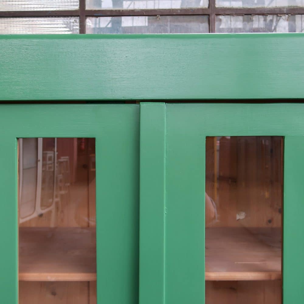 Brocante groene vitrinekast - Afbeelding 4