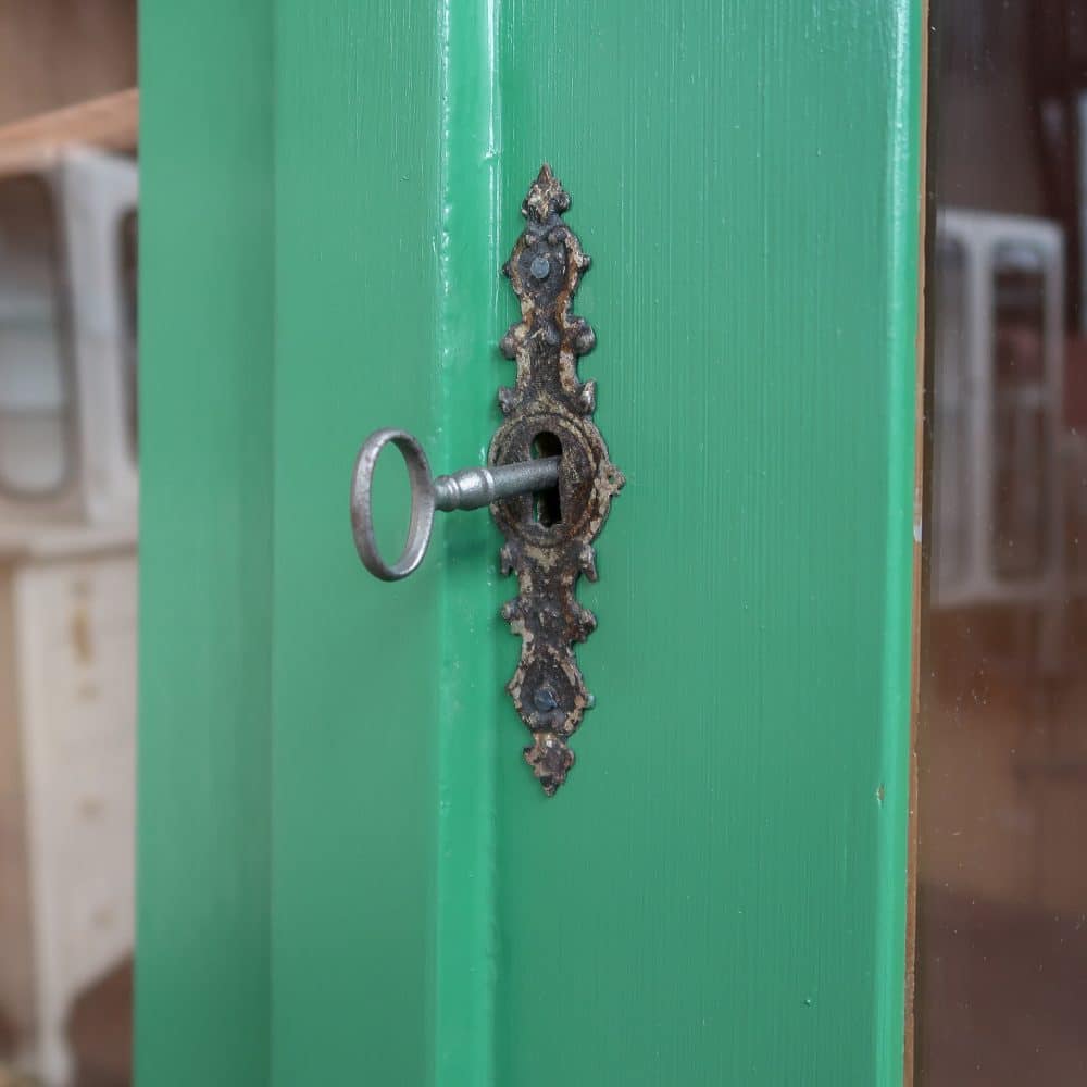 Brocante groene vitrinekast - Afbeelding 7