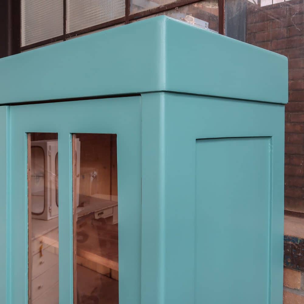 Brocante turquoise vitrinekast - Afbeelding 5