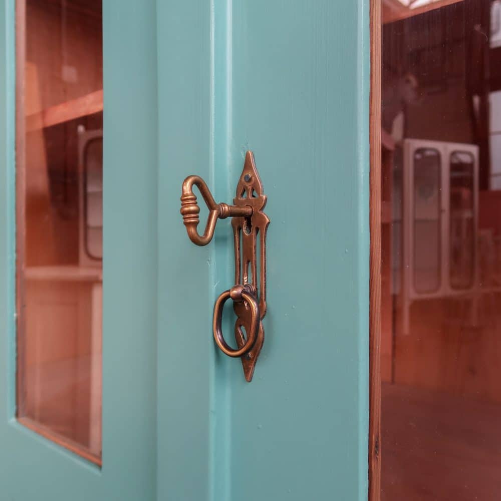 Brocante turquoise vitrinekast - Afbeelding 8