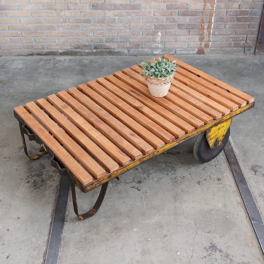 Industriële kar - salontafel - Afbeelding 2