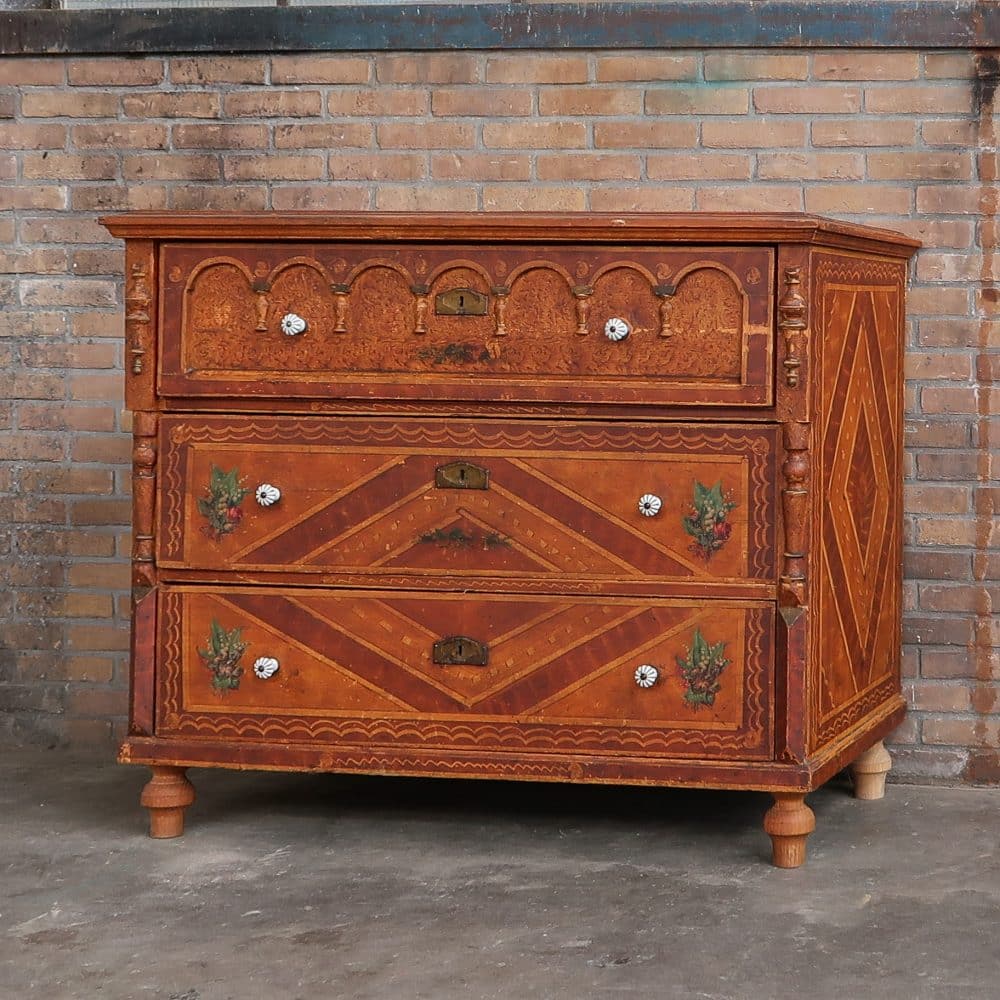 Brocante bruine commode - Afbeelding 2