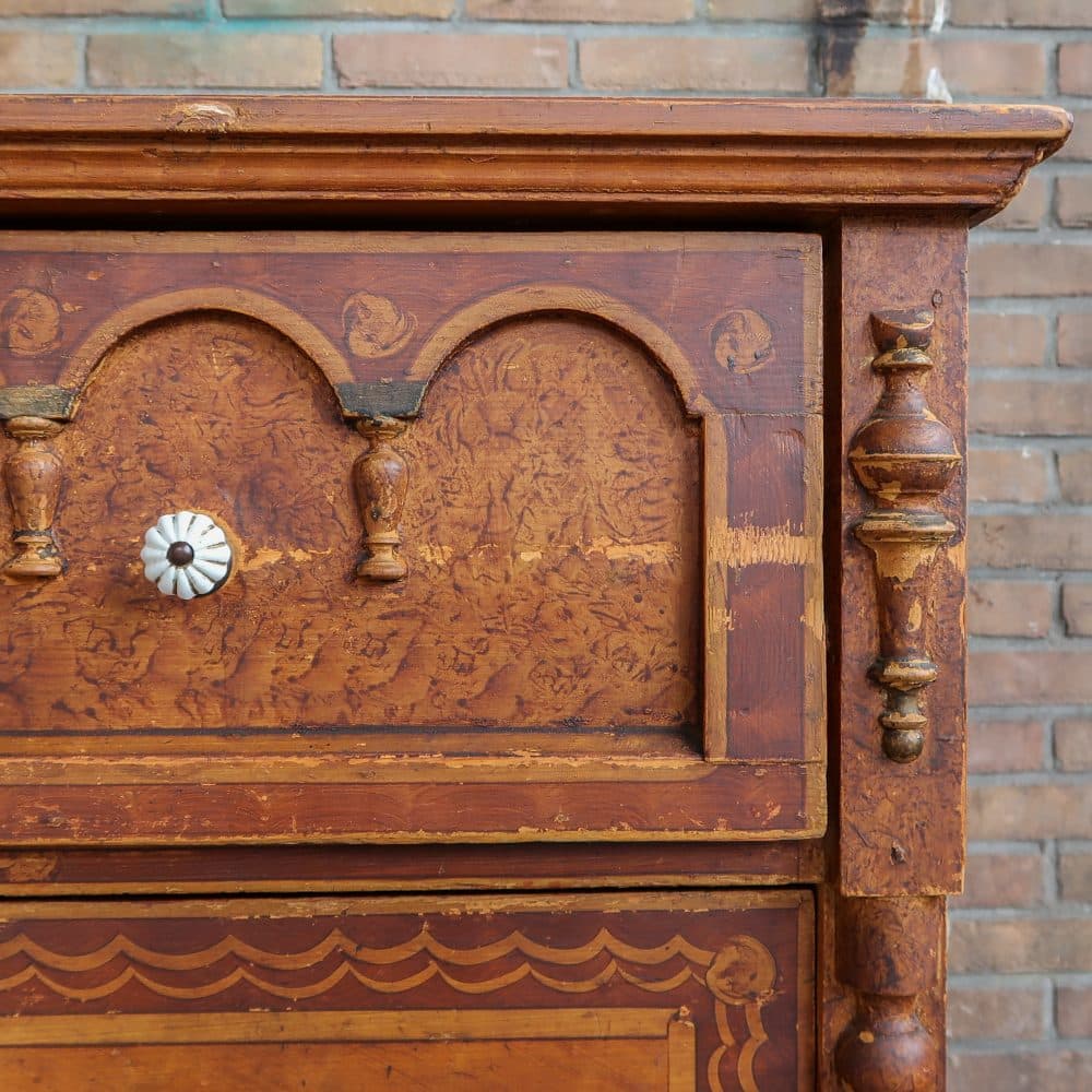 Brocante bruine commode - Afbeelding 12