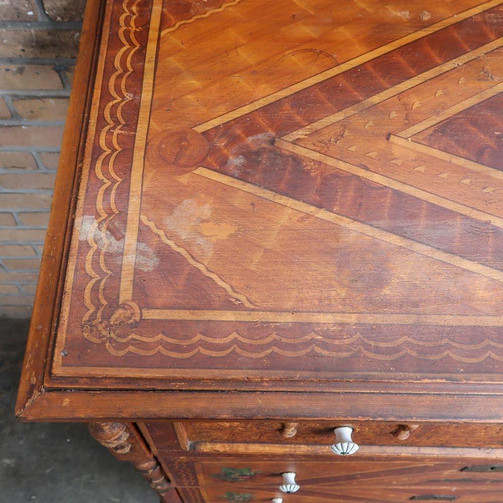 Brocante bruine commode - Afbeelding 7