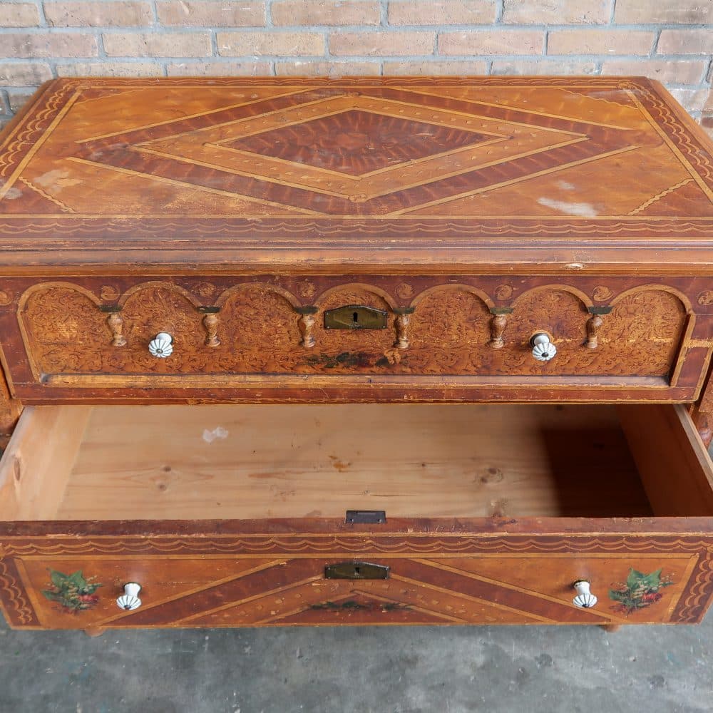 Brocante bruine commode - Afbeelding 5