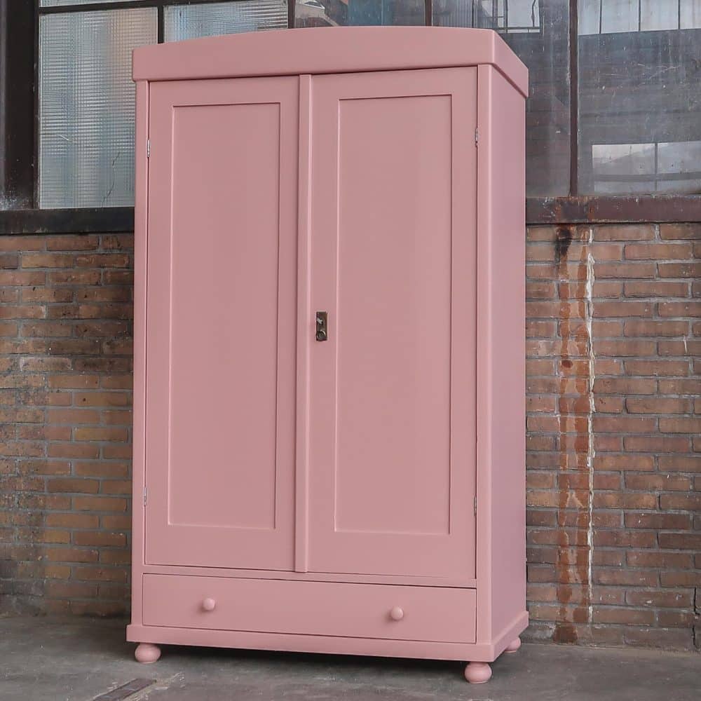 Brocante roze linnenkast - Afbeelding 2