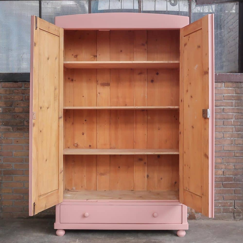 Brocante roze linnenkast - Afbeelding 3