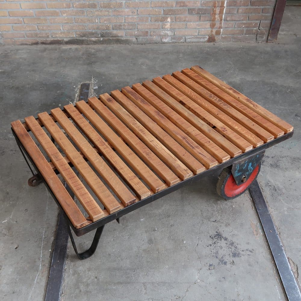 Industriële kar - salontafel - Afbeelding 2