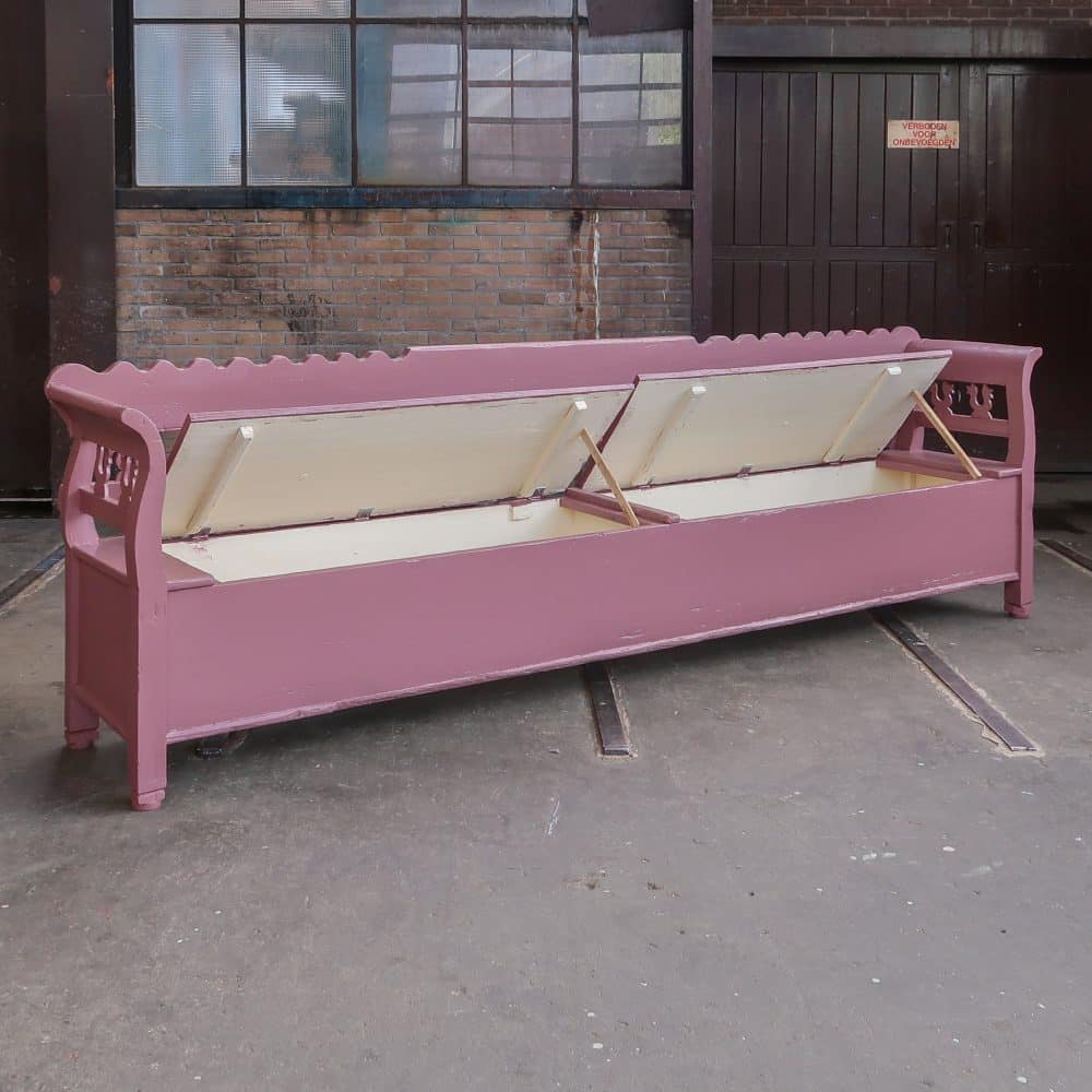 Brocante houten klepbank - Afbeelding 3