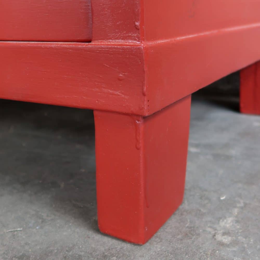 Brocante rode linnenkast - Afbeelding 9