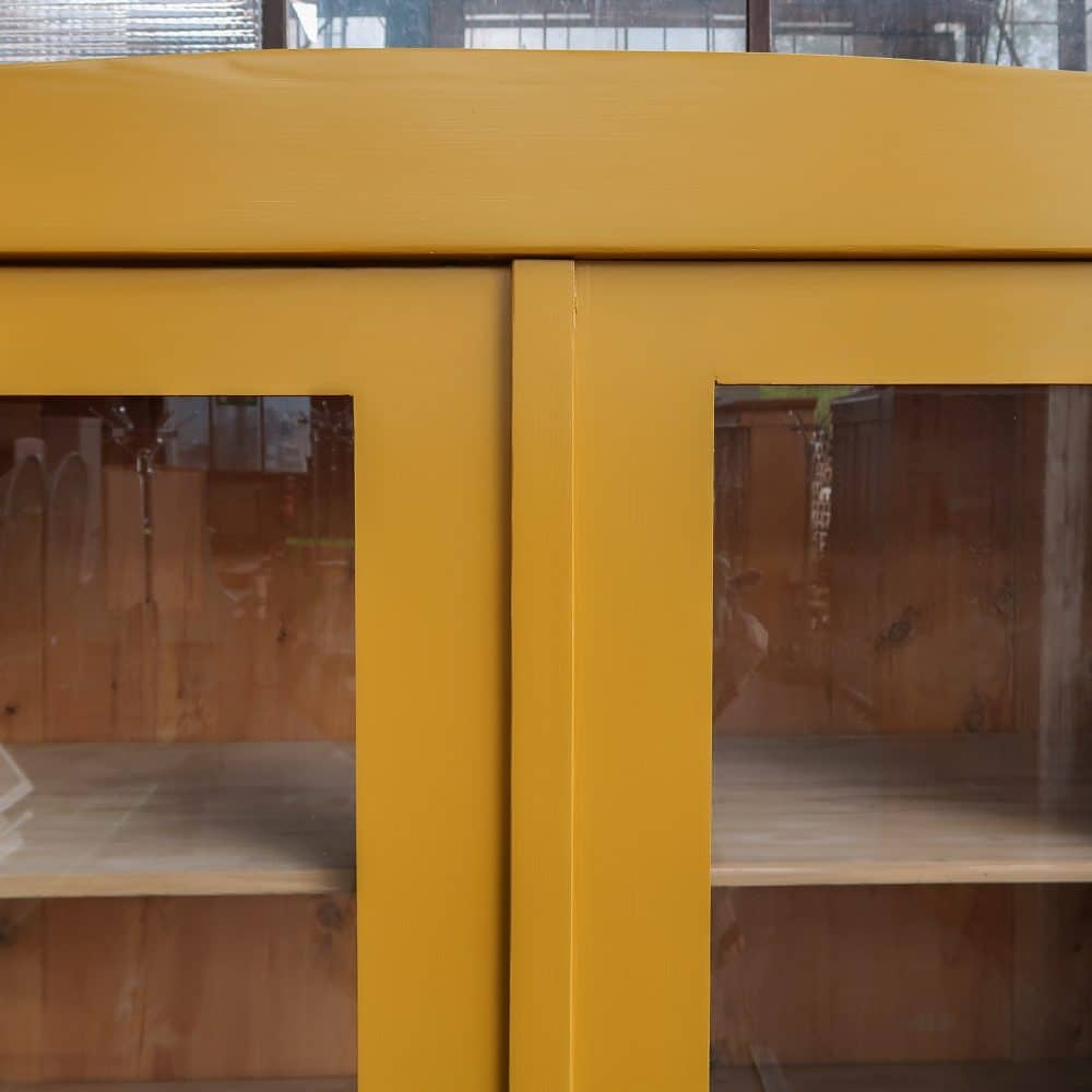 Brocante gele vitrinekast - Afbeelding 4